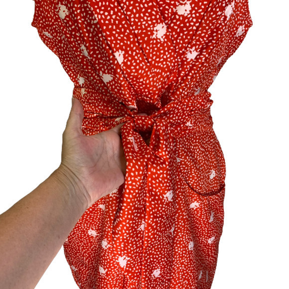 ANTHROPOLOGIE x HI THERE Red Lotty Petal Wrap Dress - Picture 7 of 16